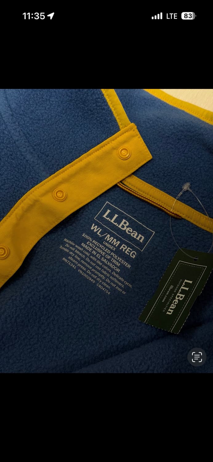 LL Bean 엘엘빈 플리스 후리스 풀오버 딥 블루 M사이즈 새상품 상품이미지2