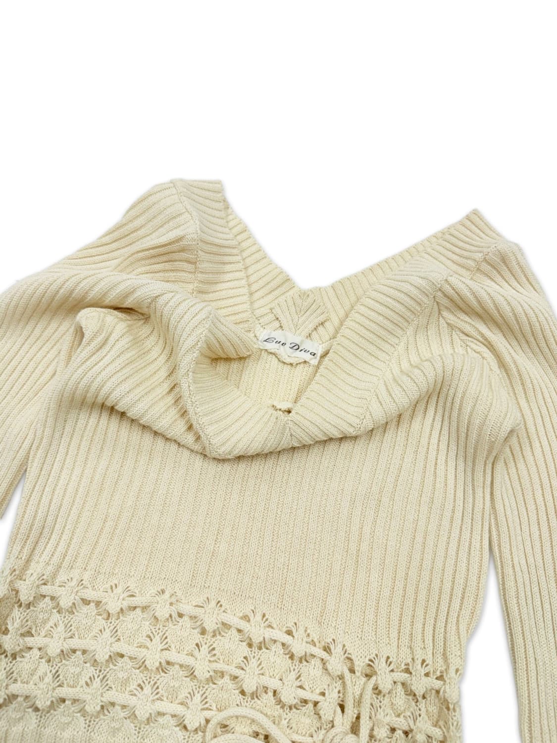 빈티지 아이보리 레이어드 리본 긴팔 니트 상품이미지5