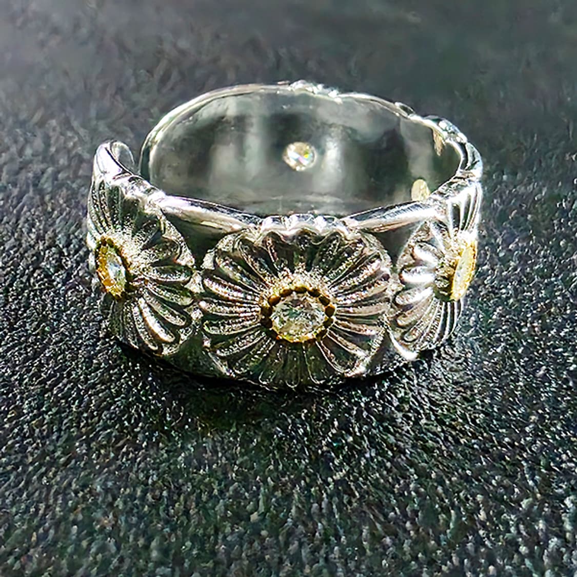 gd 꽃 데이지 실버 남자 엔틱 빈티지 명품 플라워 지디 반지 상품이미지2