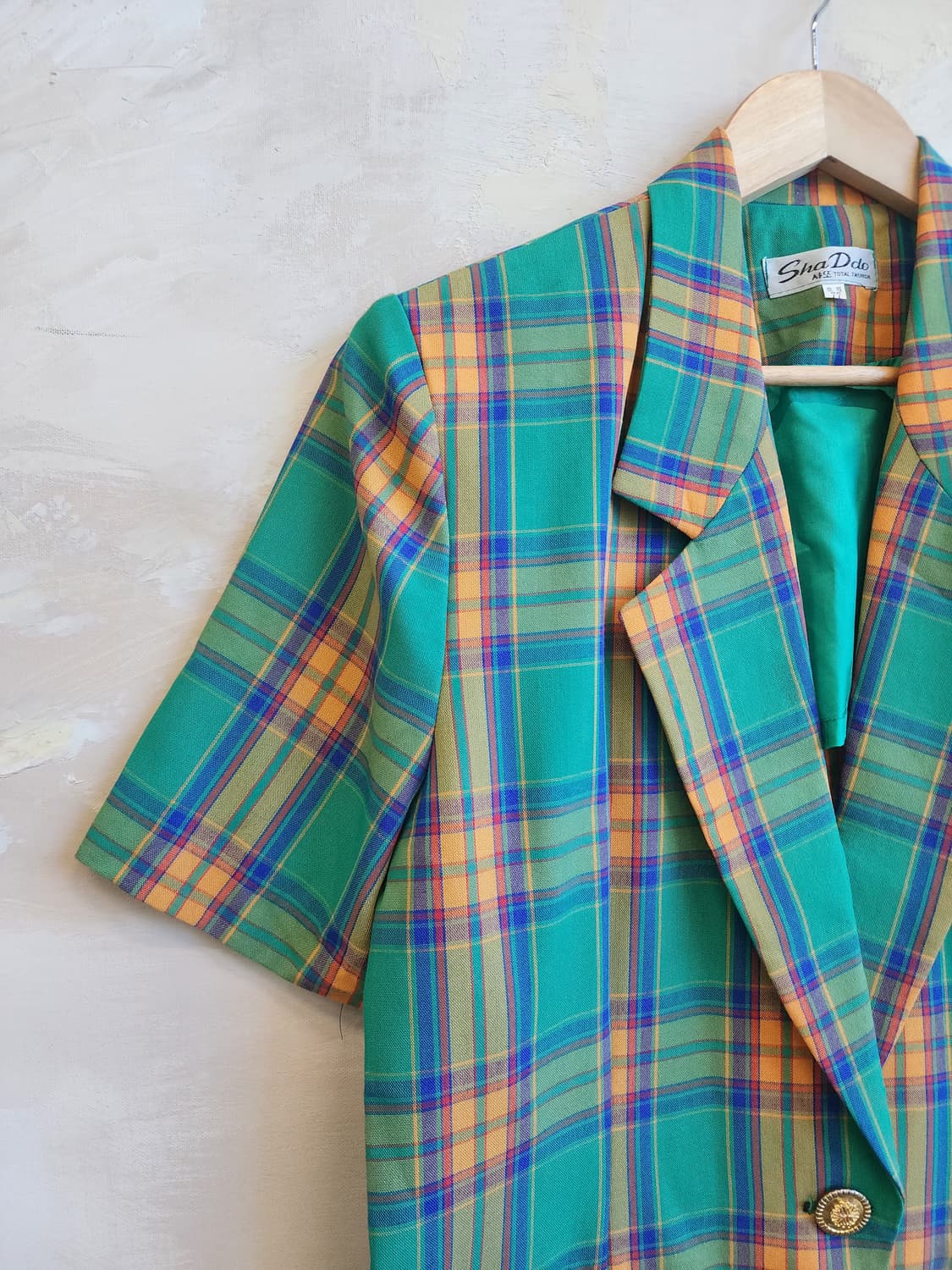 린넨 그린 체크 자켓 상품이미지2