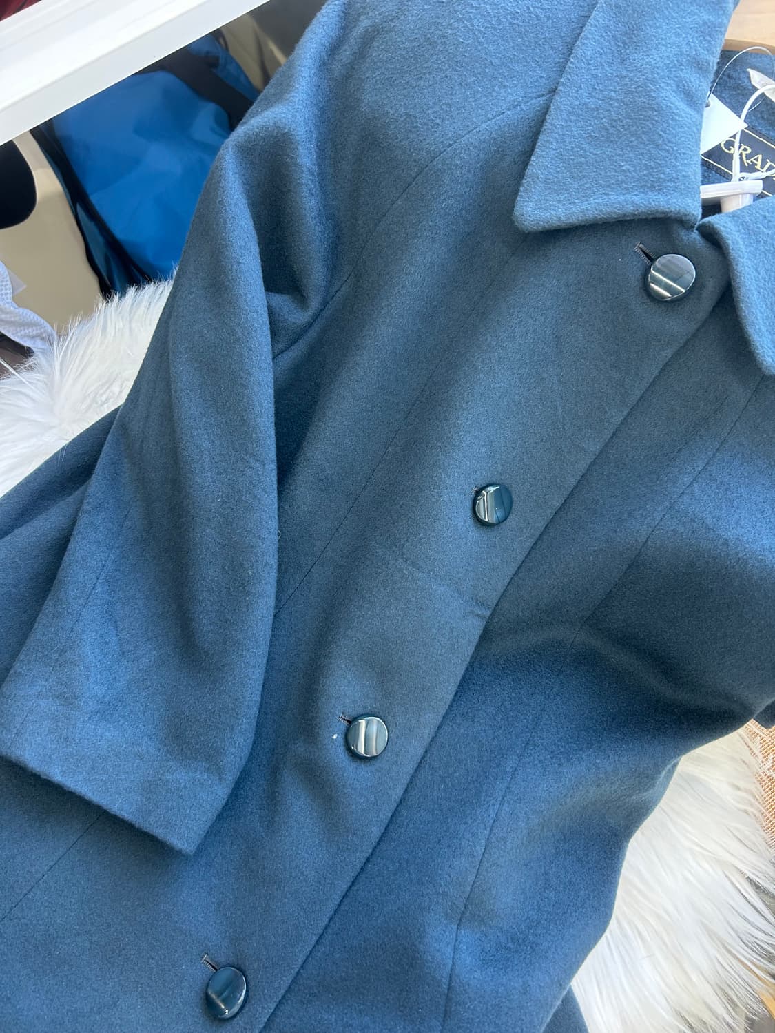 HI-GRADE 울 100% 차콜 블루 롱코트 1796 상품이미지6