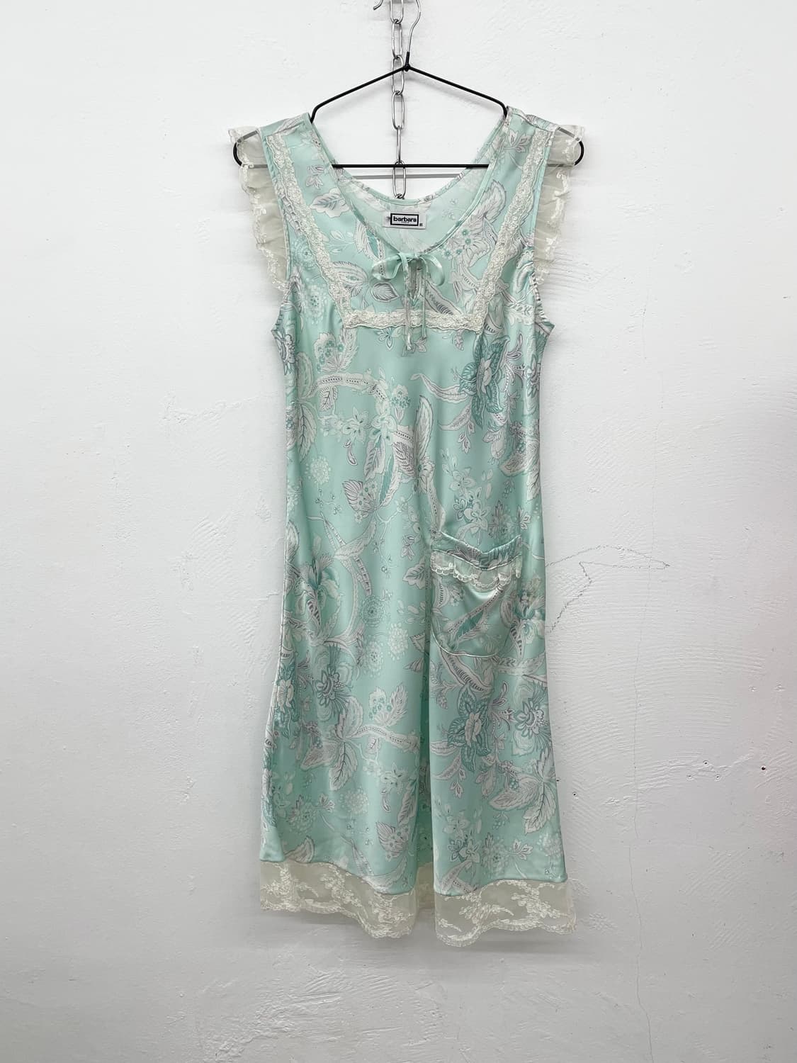 민트 페이즐리 새틴 프릴 슬립 상품이미지4