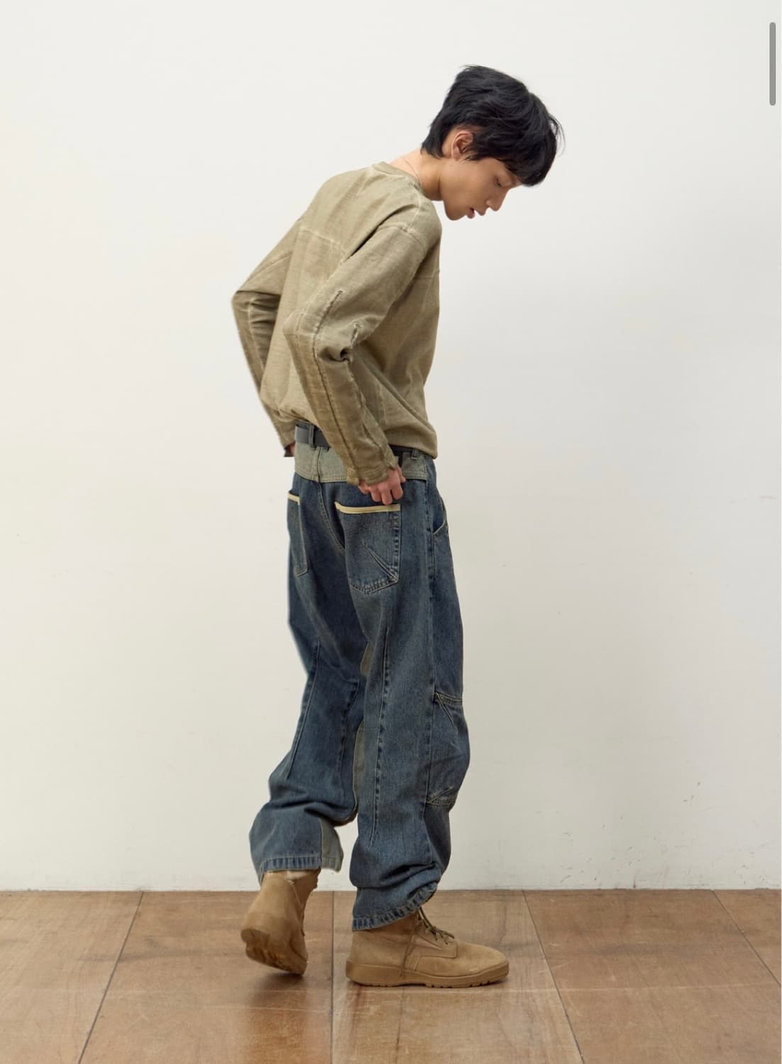 ETCE CURVED PANEL DENIM PANTS (BLUE) 상품이미지4