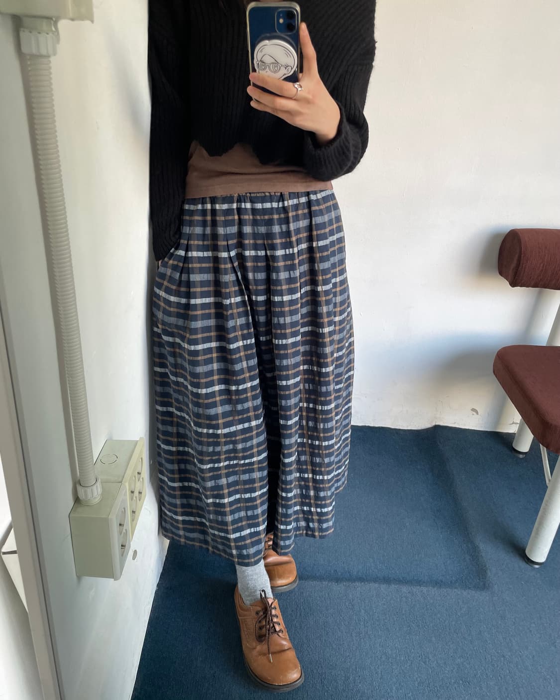 Banding check long skirt 상품이미지7
