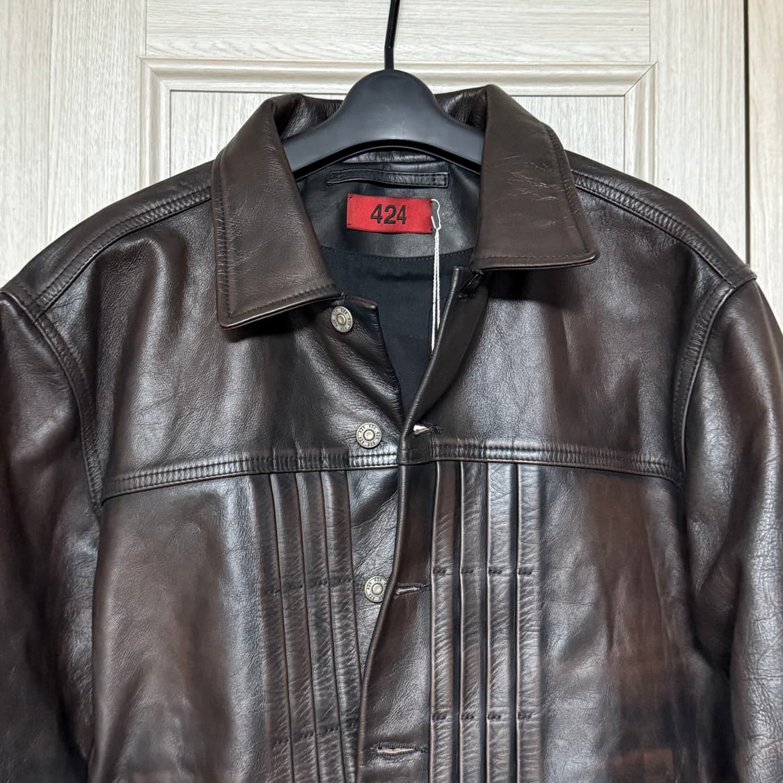 [48] 424 Rub Off 트러커 레더 자켓 상품이미지2
