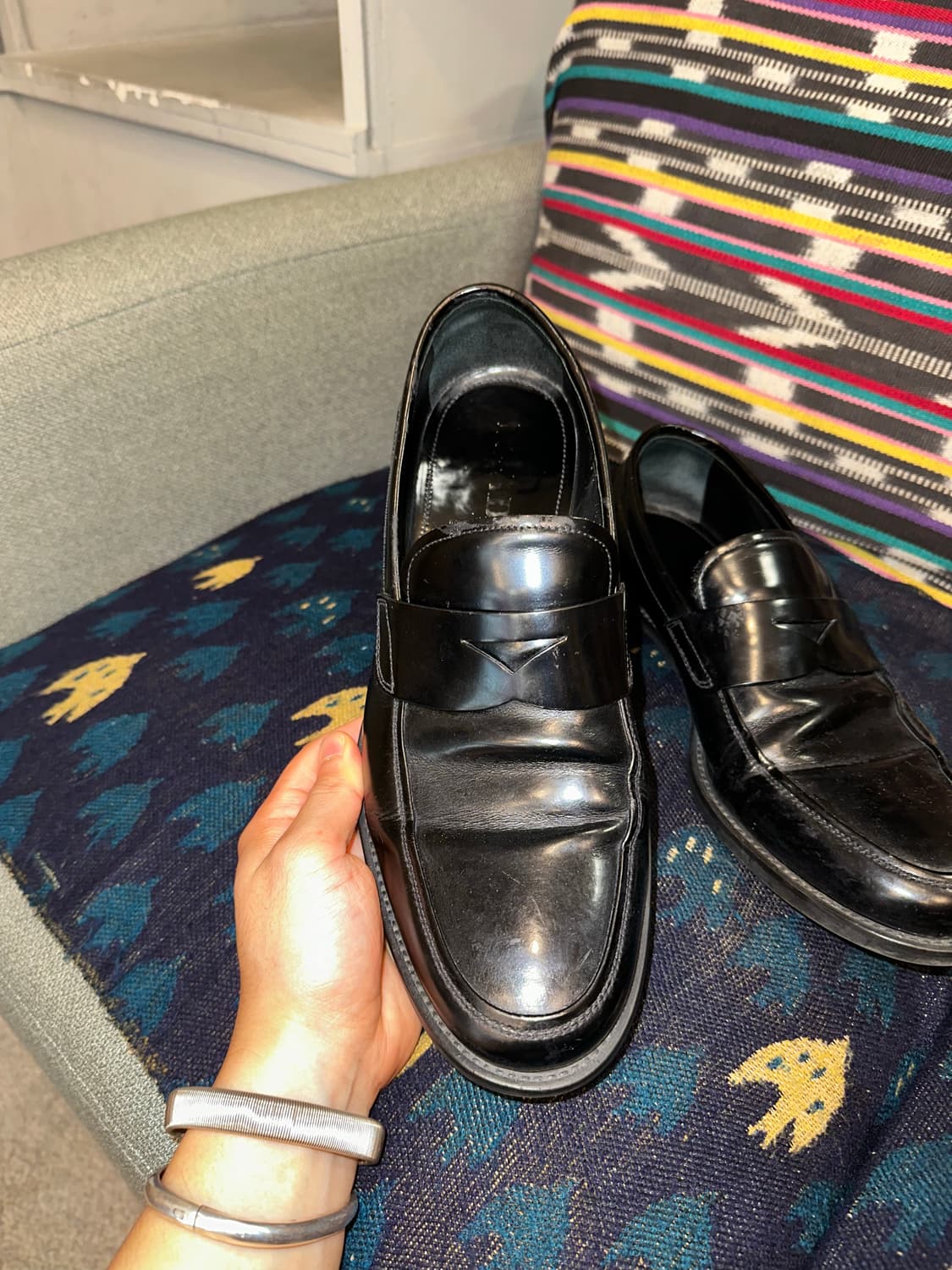 Prada leather aged penny loafers  상품이미지6
