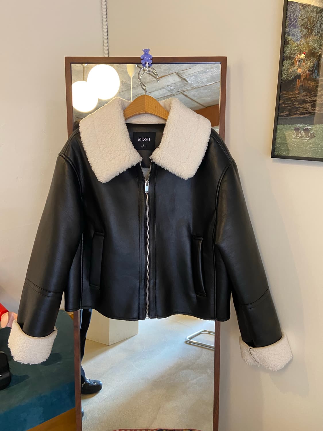 MIXXO 미쏘 페이크레더 크롭 무스탕 상품이미지2