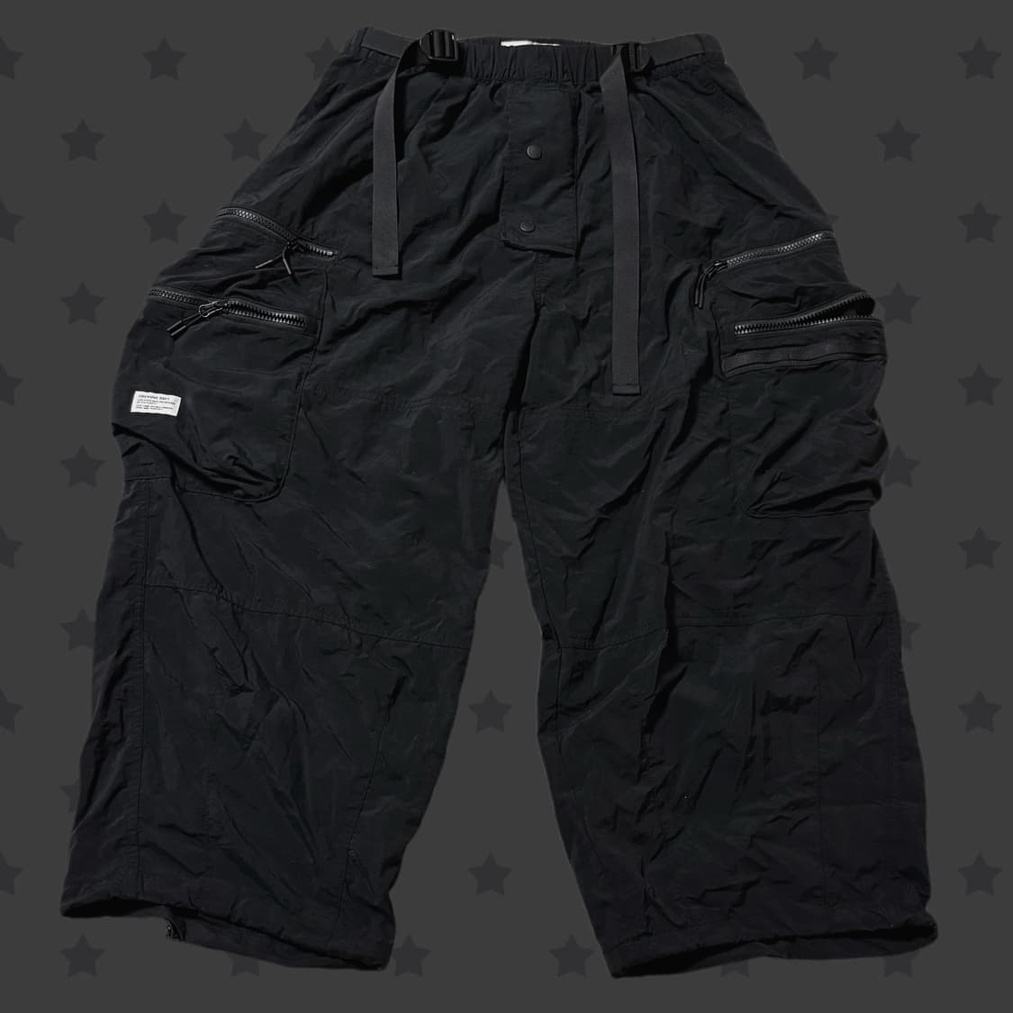 리마이너스 빈티지 블랙 카고 벌룬핏 대대장 핀터깔 팬츠  상품이미지1