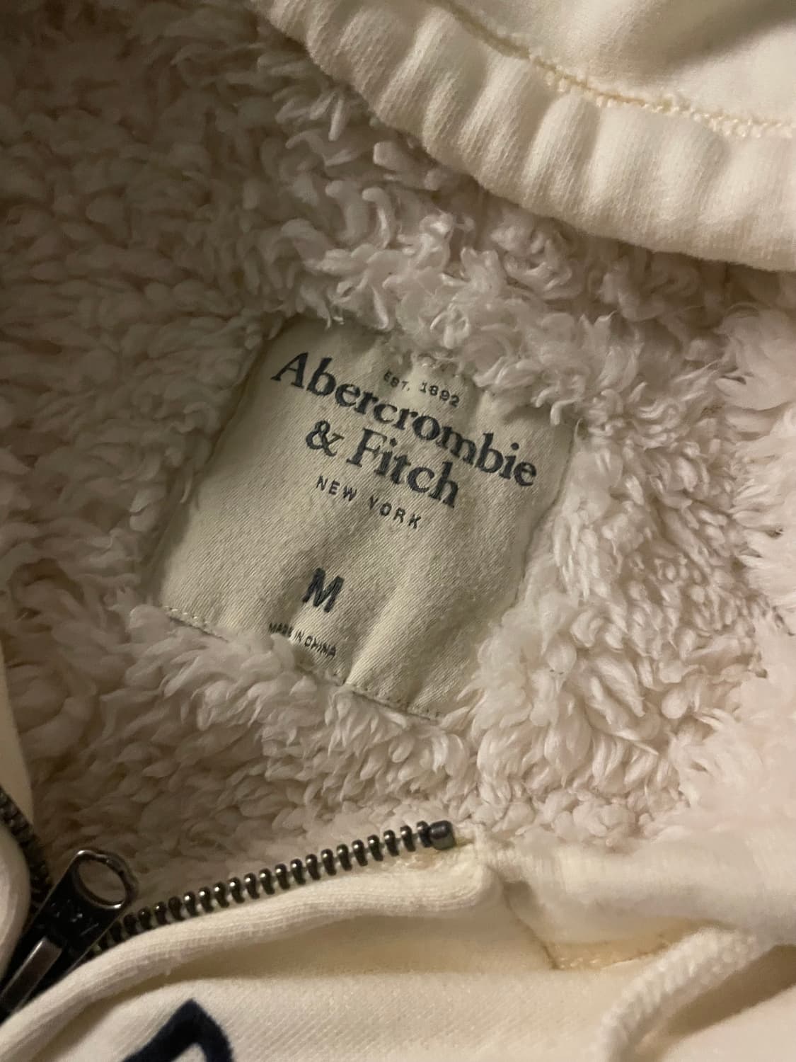 아베크롬비 퍼 후드집업 아이보리 상품이미지3
