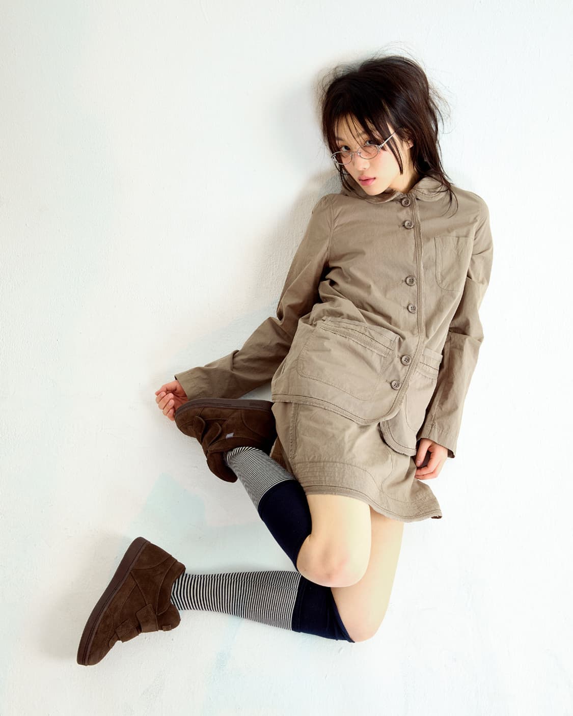 코이세이오 더블 레이어 스트라이프 삭스 네이비 상품이미지2