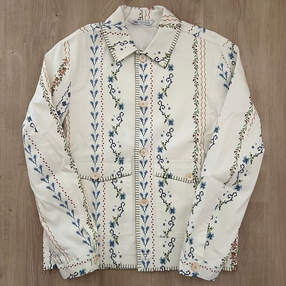 [ZARA] 자라 플로럴 자수 패턴 셔켓 상품이미지1