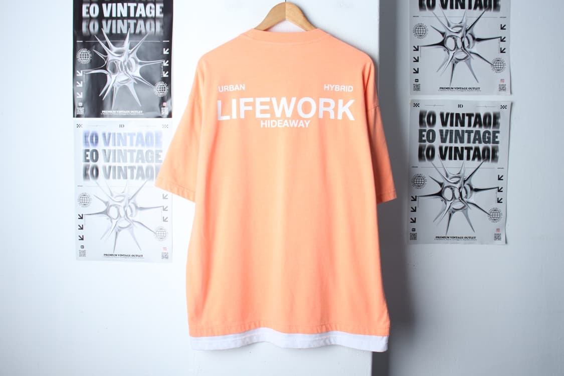 (L-2XL) 라이프워크 반팔 티셔츠 빅사이즈 오렌지 한정판-H30137 상품이미지6