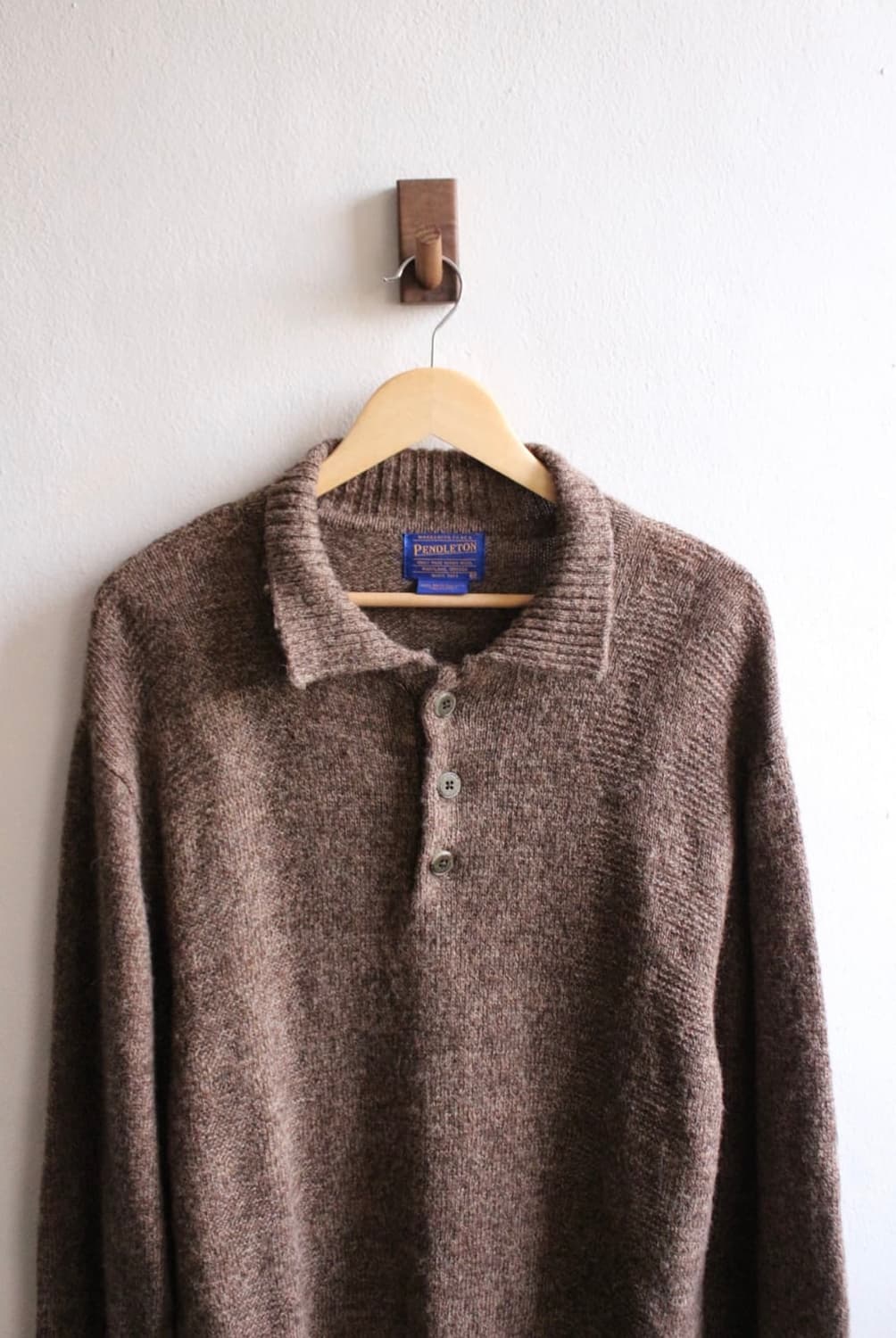 펜들턴 울 니트 폴로 스웨터 (엘보 레더 패치) XXL 상품이미지3