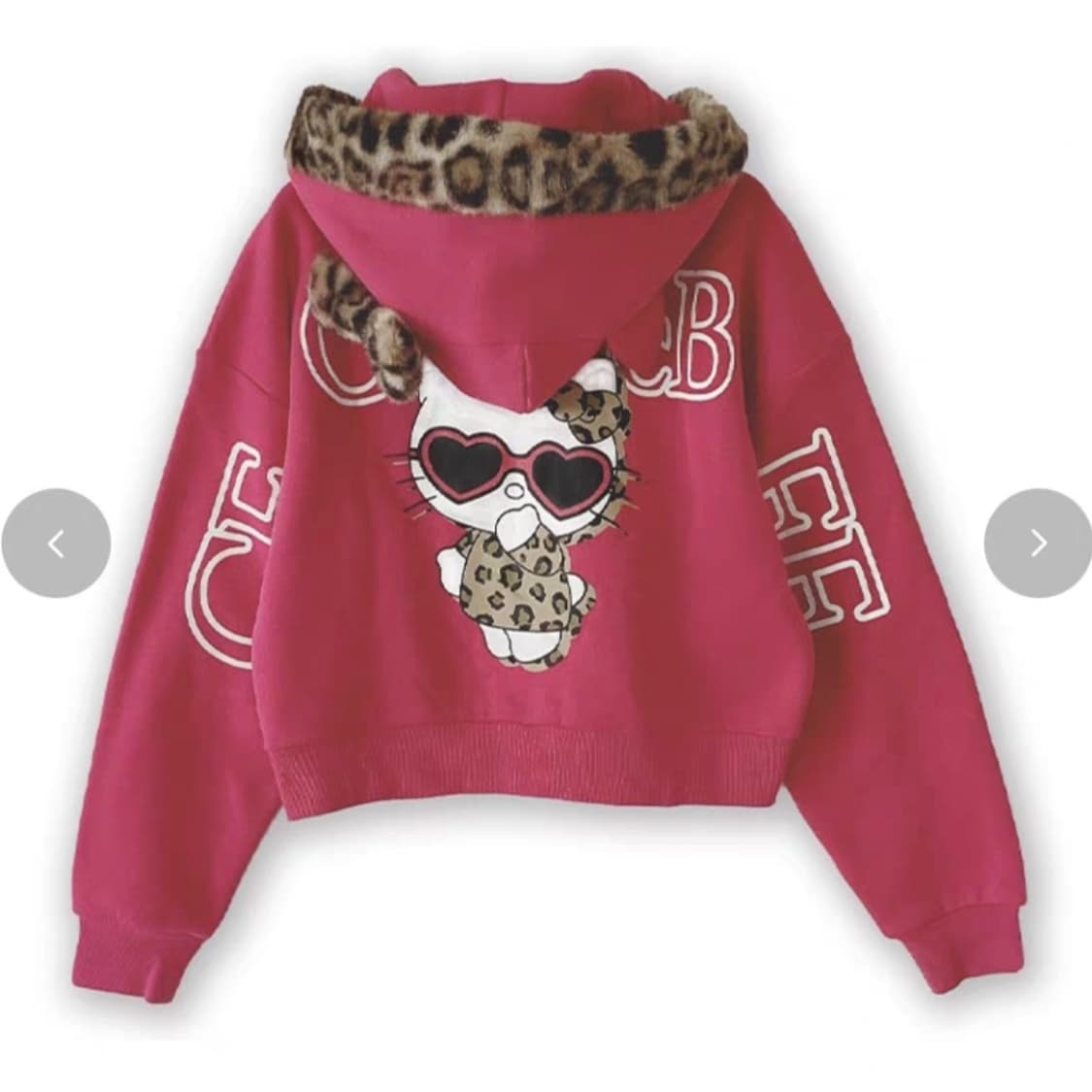 새상품) 세실맥비 아바일 헬로키티 호피 퍼 후드집업 갸루 대대장 상품이미지3