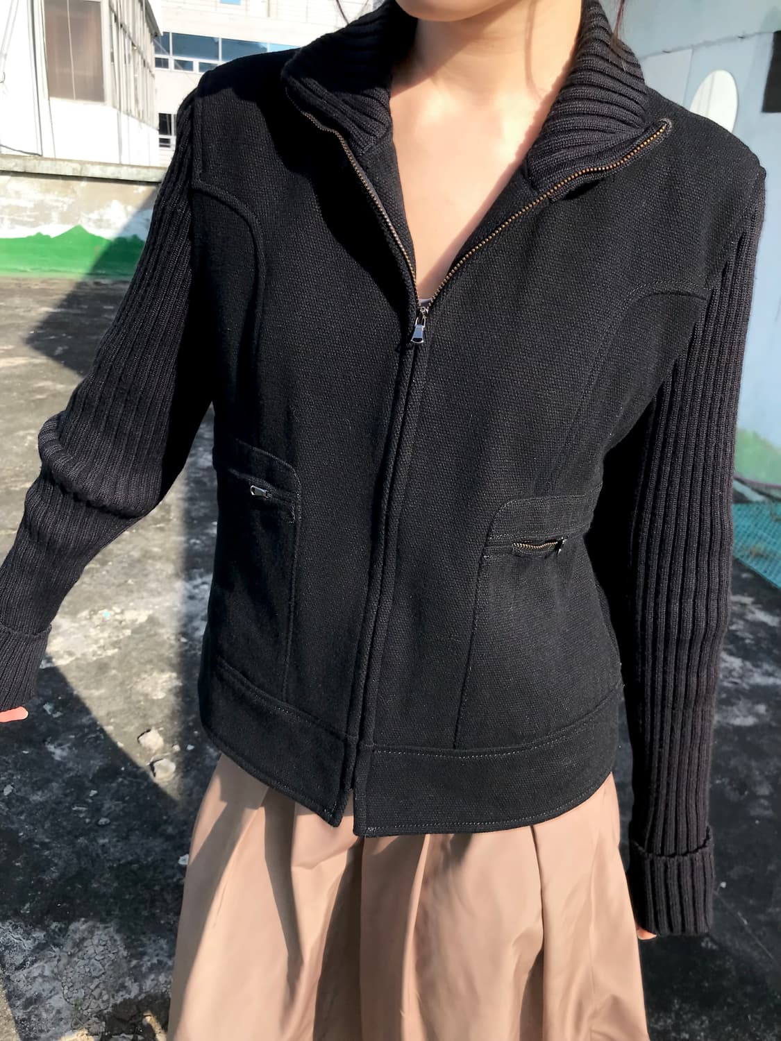 블랙 니트 집업 상품이미지3