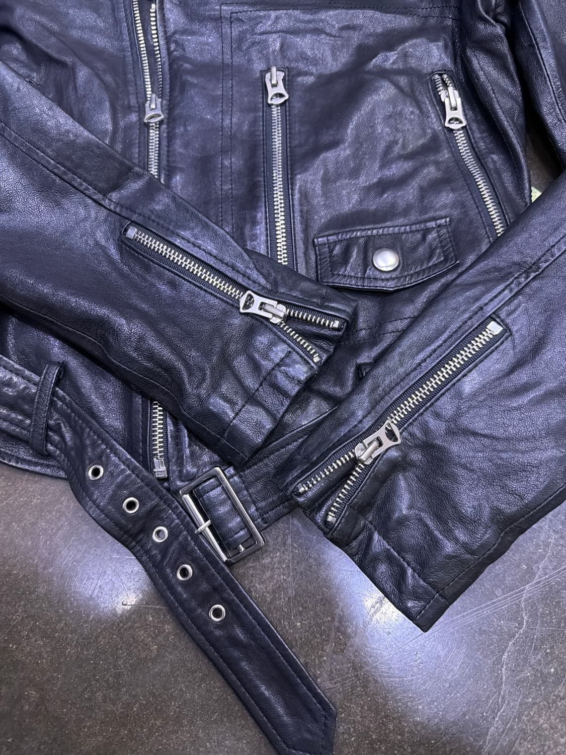 G-cut 양가죽 절개 벨트 더블 라이더 자켓 55 상품이미지5