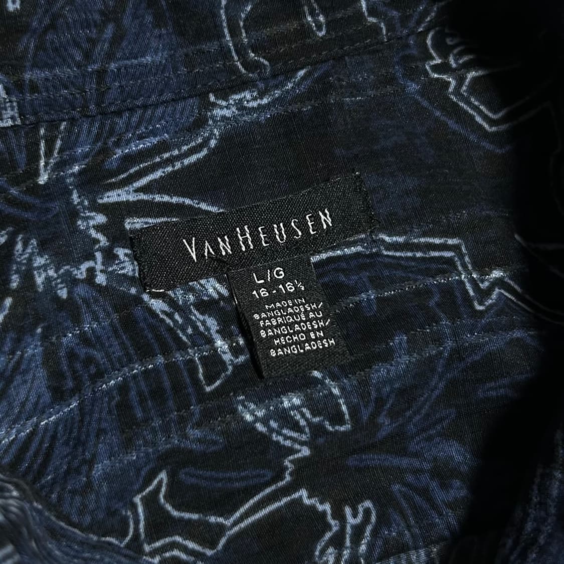 [L] Van Heusen 반휴젠 네이비 빈티지 패턴 하와이안 반팔 셔츠 상품이미지5