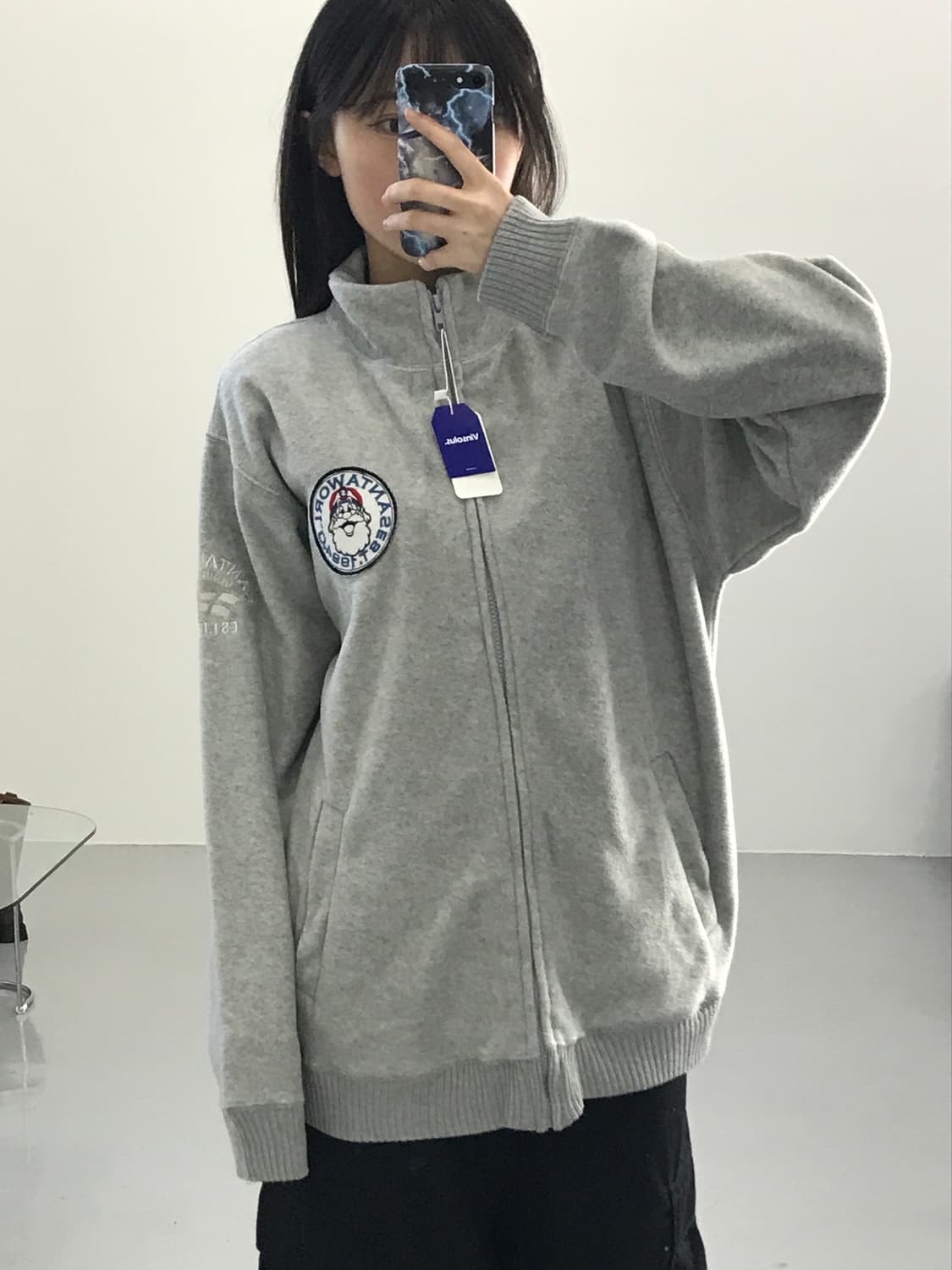 산타월드 그레이 후리스 집업 상품이미지1