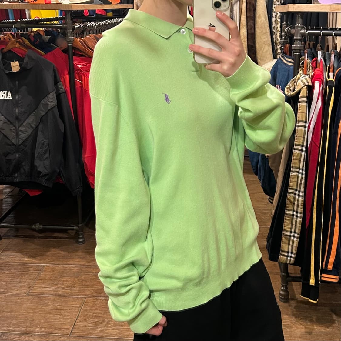 [HI] 폴로 카라 니트 그린 상품이미지3