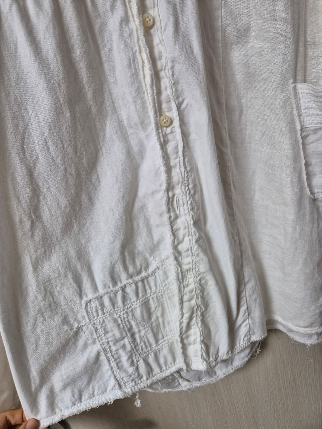 (정품) 캐피탈 패치워크 린넨 셔츠 남방 화이트 3 ( XL) 상품이미지6