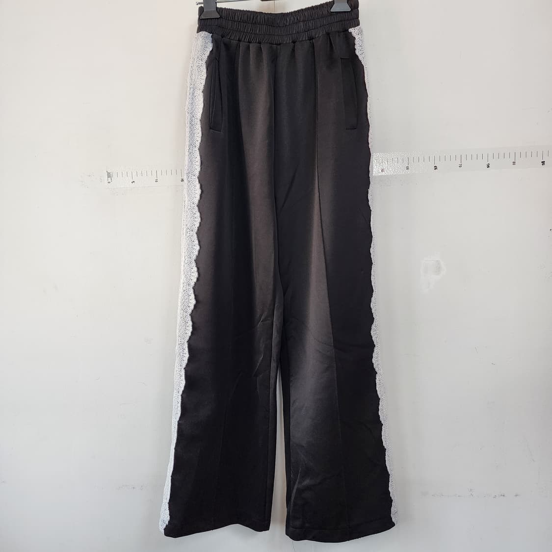 블랙 레이스 포인트 와이드 팬츠 상품이미지1