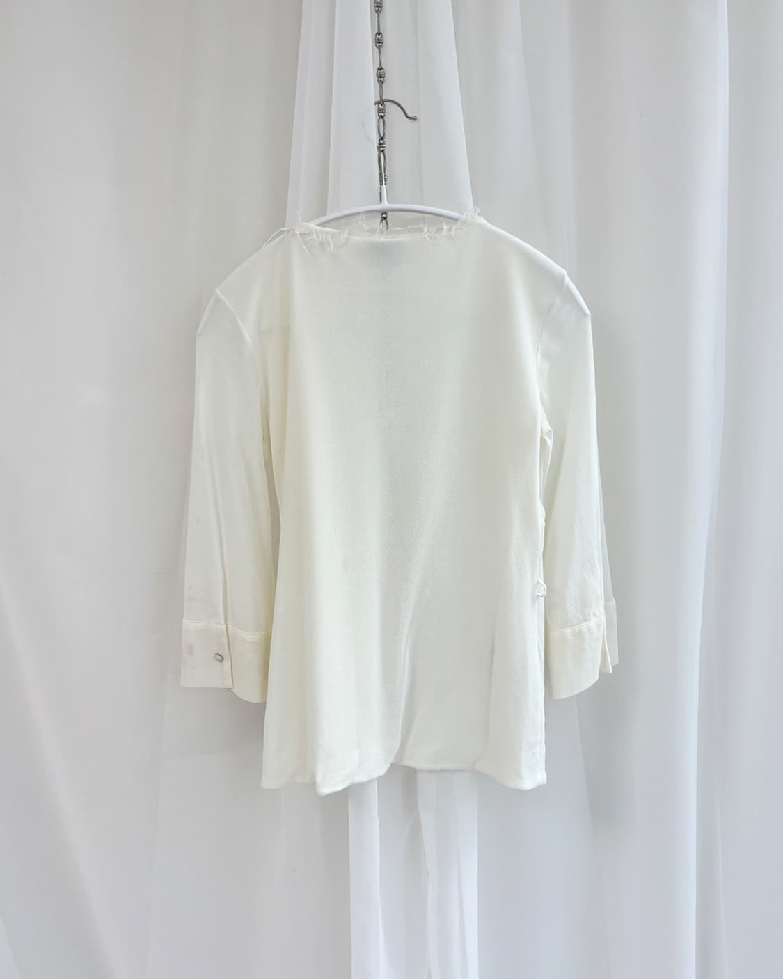 PAOLA FRANI 크리미 셔링 후크 시스루 7부 가디건 상품이미지5