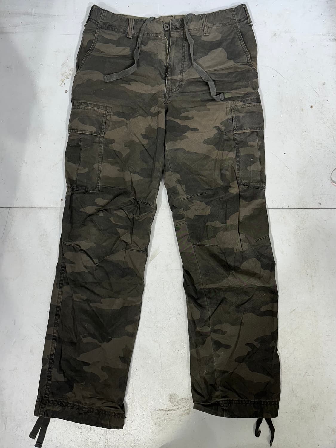 일본 빈티지 카키 와이드 카모 카고 팬츠 군대 바지  상품이미지4