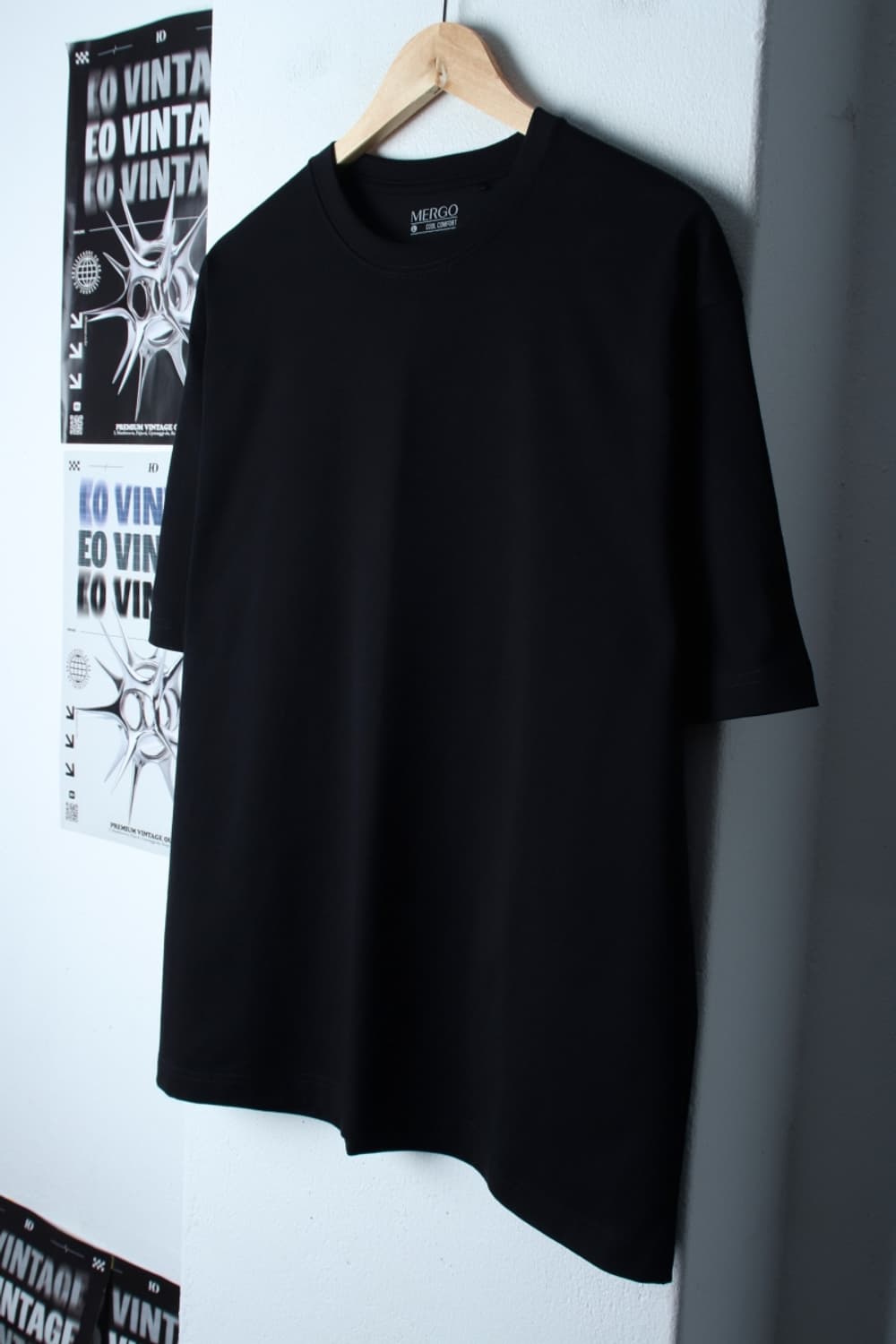 (L-XL) 메르고 반팔 티셔츠 블랙 무지 기본 놈코어-H31171 상품이미지1