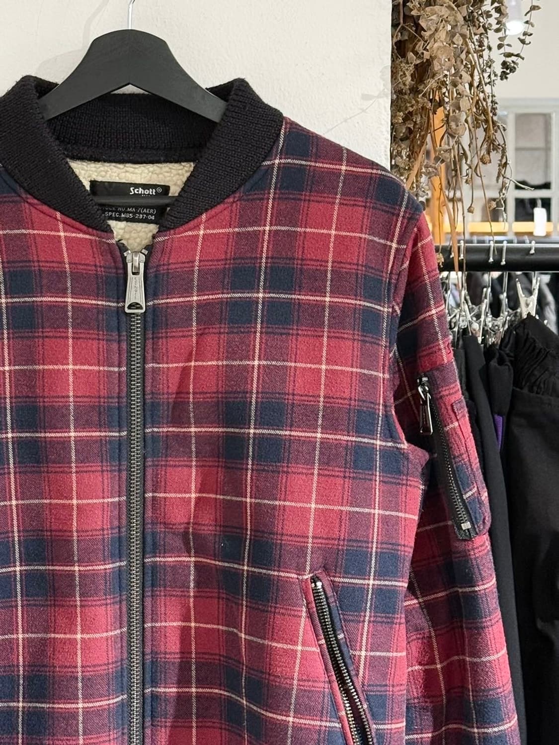 쇼트 타탄 체크 셰르파 봄버 자켓 상품이미지3