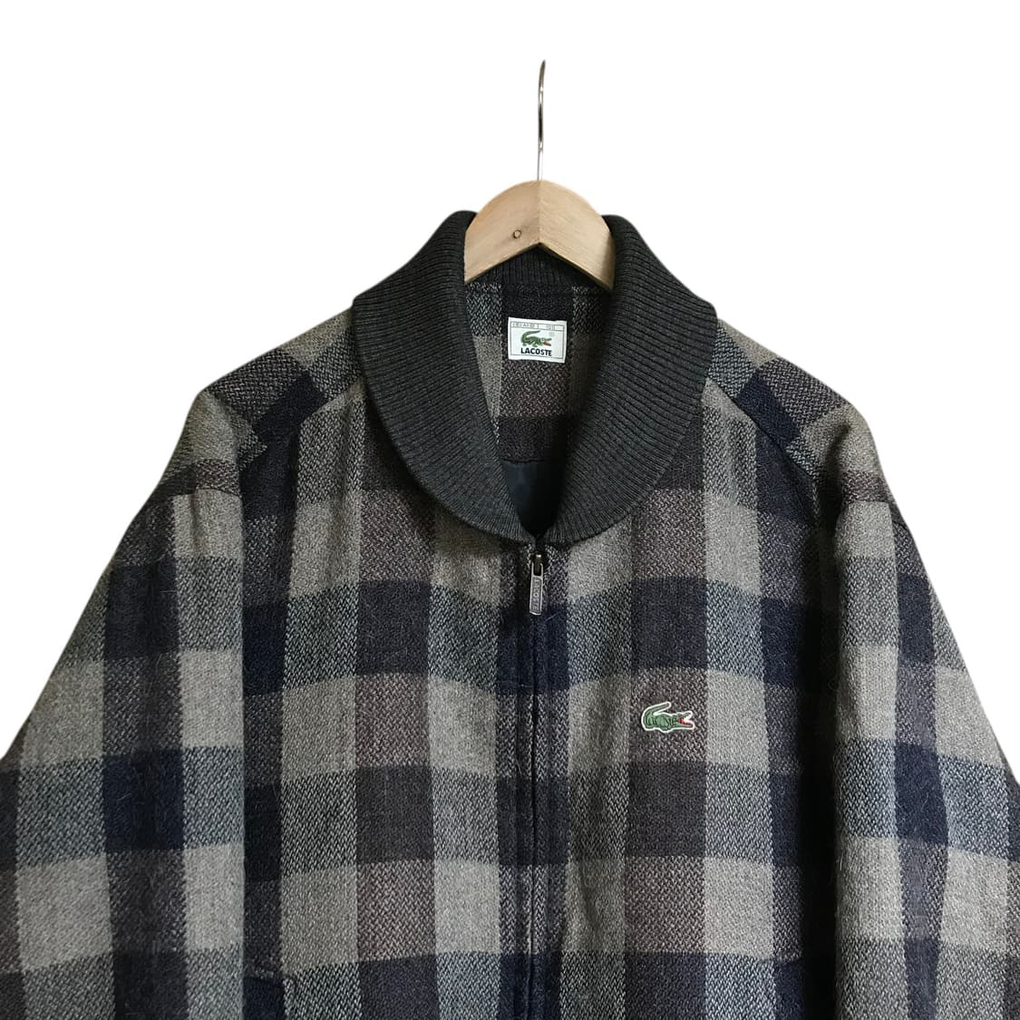 라코스테 모직 체크 반누빔 블루종자켓 상품이미지1