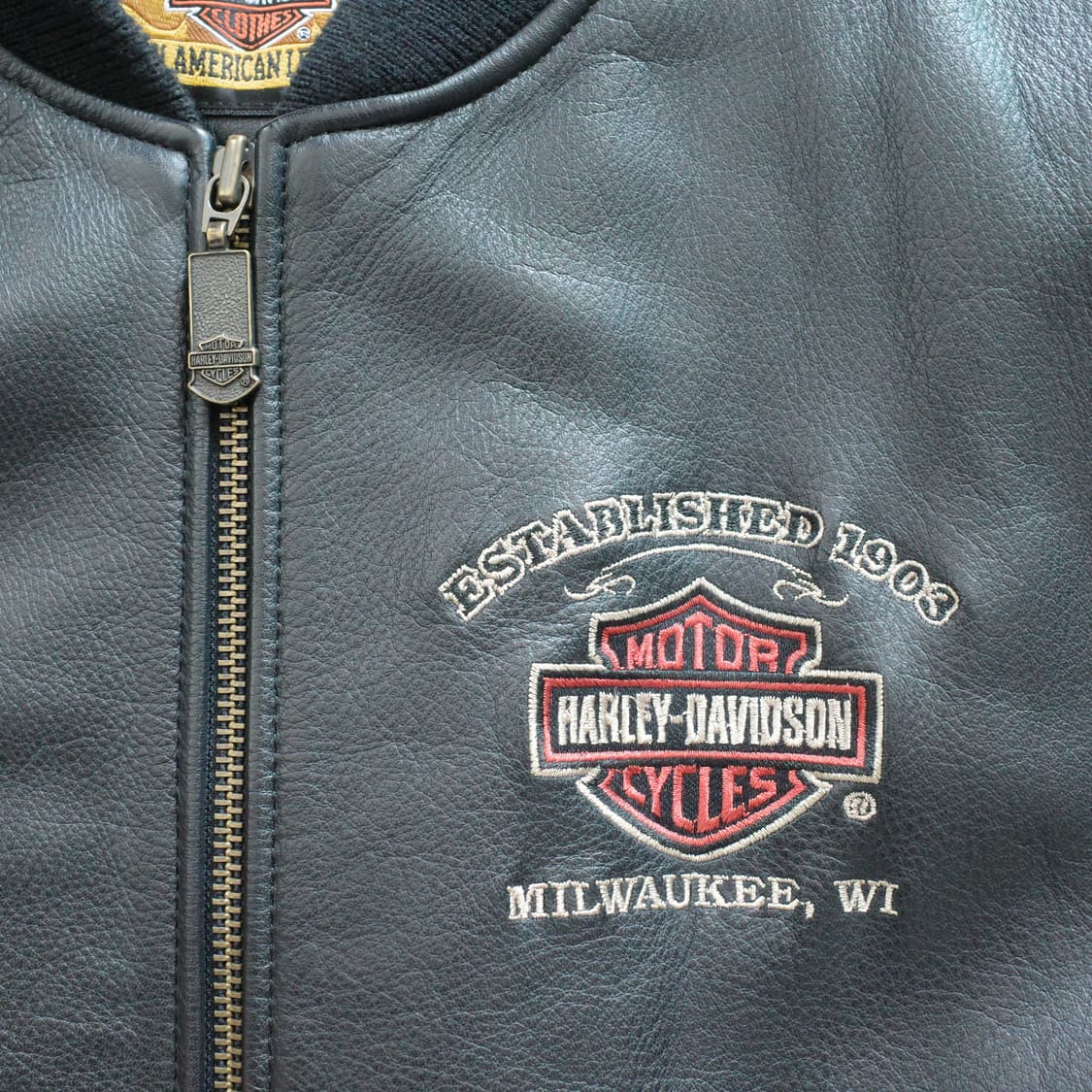 90s 할리데이비슨 정품 올드스쿨 가죽 바시티 자켓 XL 상품이미지4