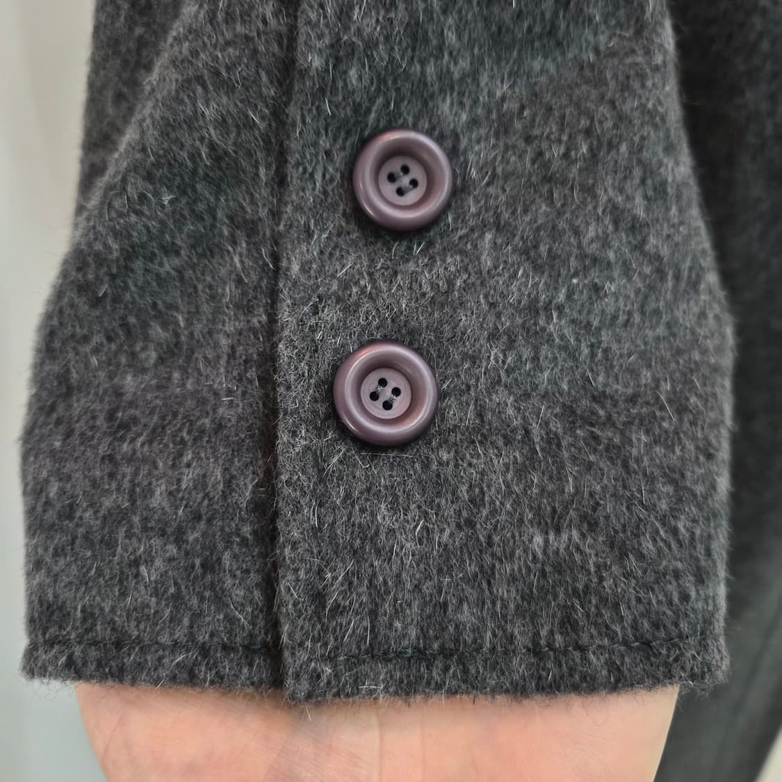 야마키 울 100% 퍼카라 클래식 그레이 롱코트 상품이미지7