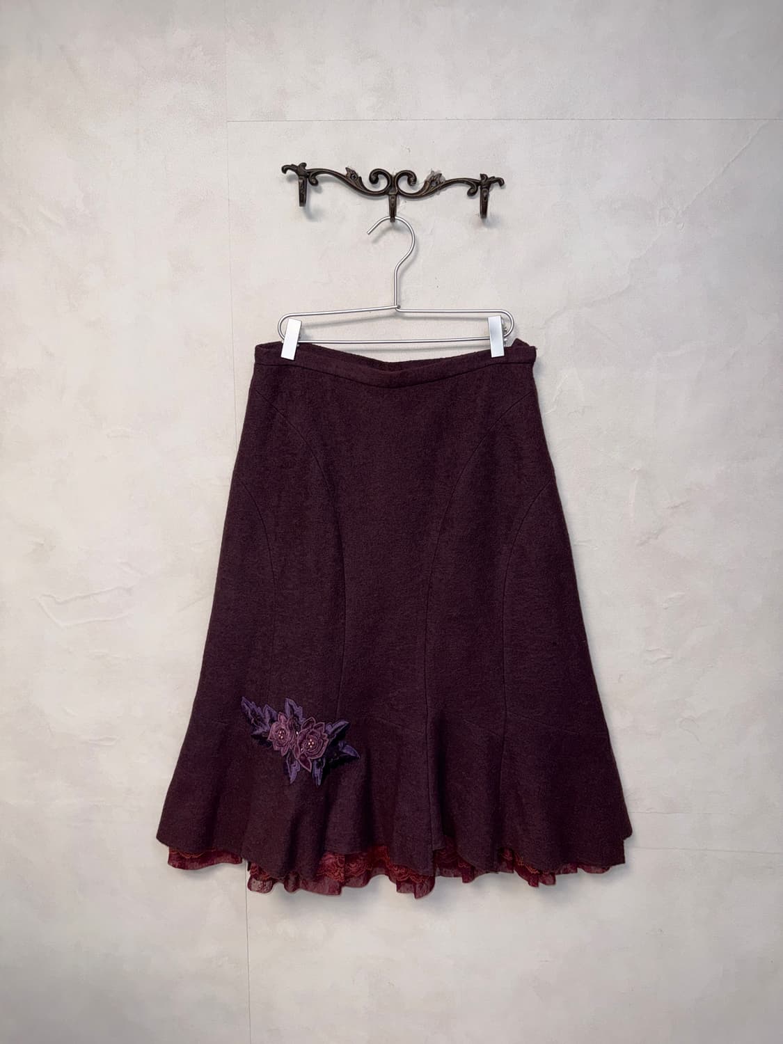 Violet wool fairy floral lace skirt 상품이미지1