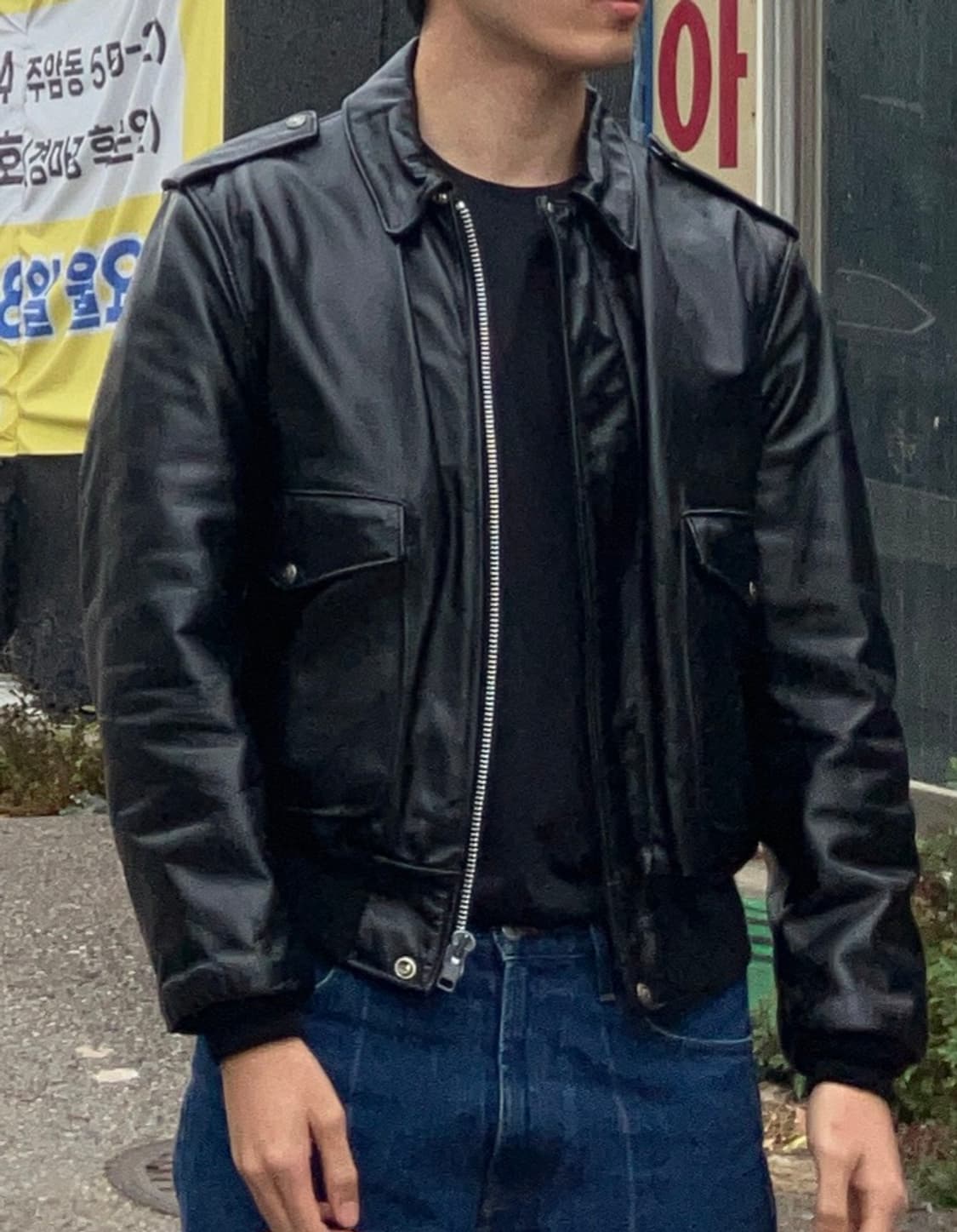 (40) 쇼트 A-2 레더자켓 블랙 상품이미지3