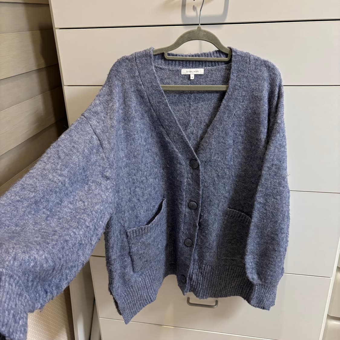 글로벌 워크 양모혼방 솜사탕 블루 가디건 상품이미지2