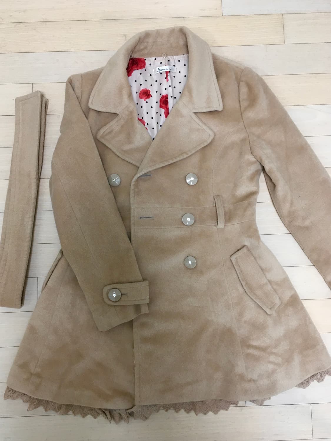 빈티지 갸루 플라워 레이스 포인트 코트 상품이미지1