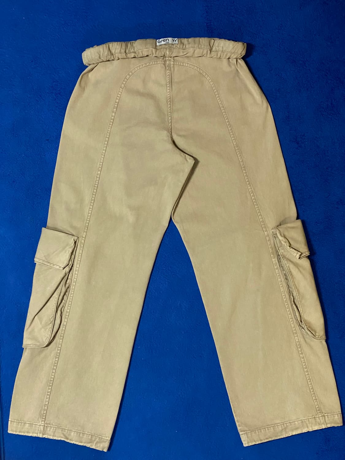 OpenYy 오픈와이와이 롤드 웨이스트 스웻 카고 팬츠 - 베이지 상품이미지6