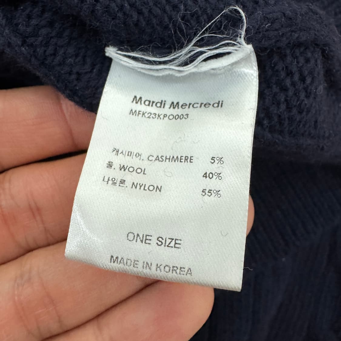 여성용 FREE 마르디메크르디 네이비 케이블 라운드 니트 상품이미지5