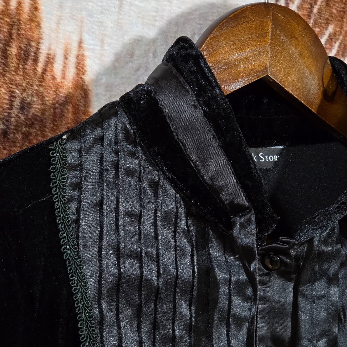 빈티지 벨벳 블랙 클래식 타이 블라우스 상품이미지2