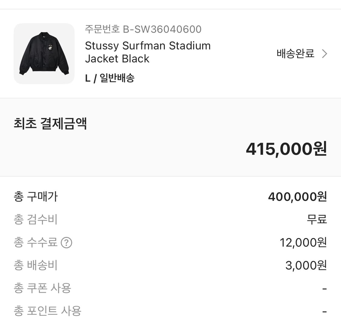 스투시/서프맨 스타디움 자켓/L 상품이미지3