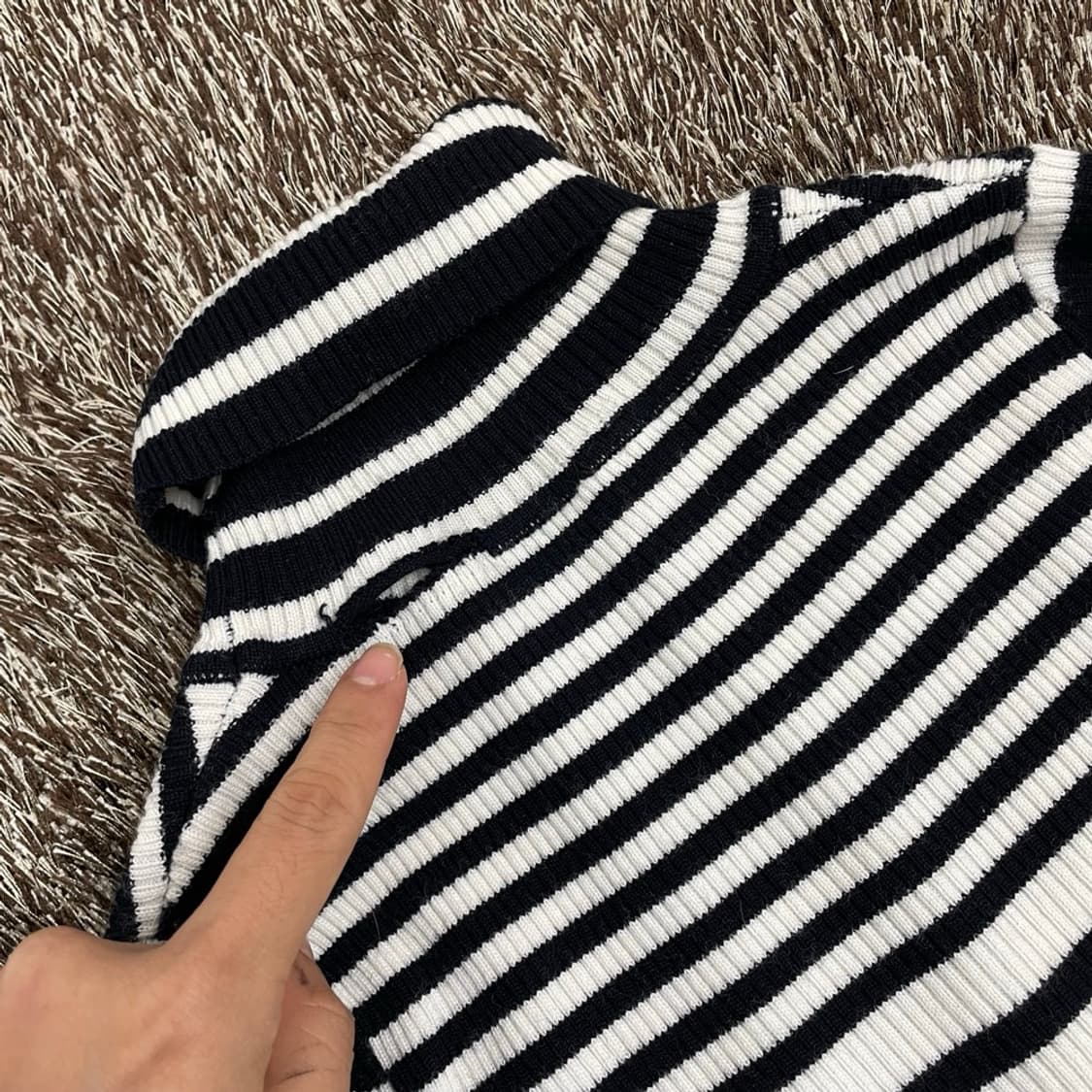 산드로 Sandro 스트라이프 골지 터틀넥 니트 1 상품이미지8