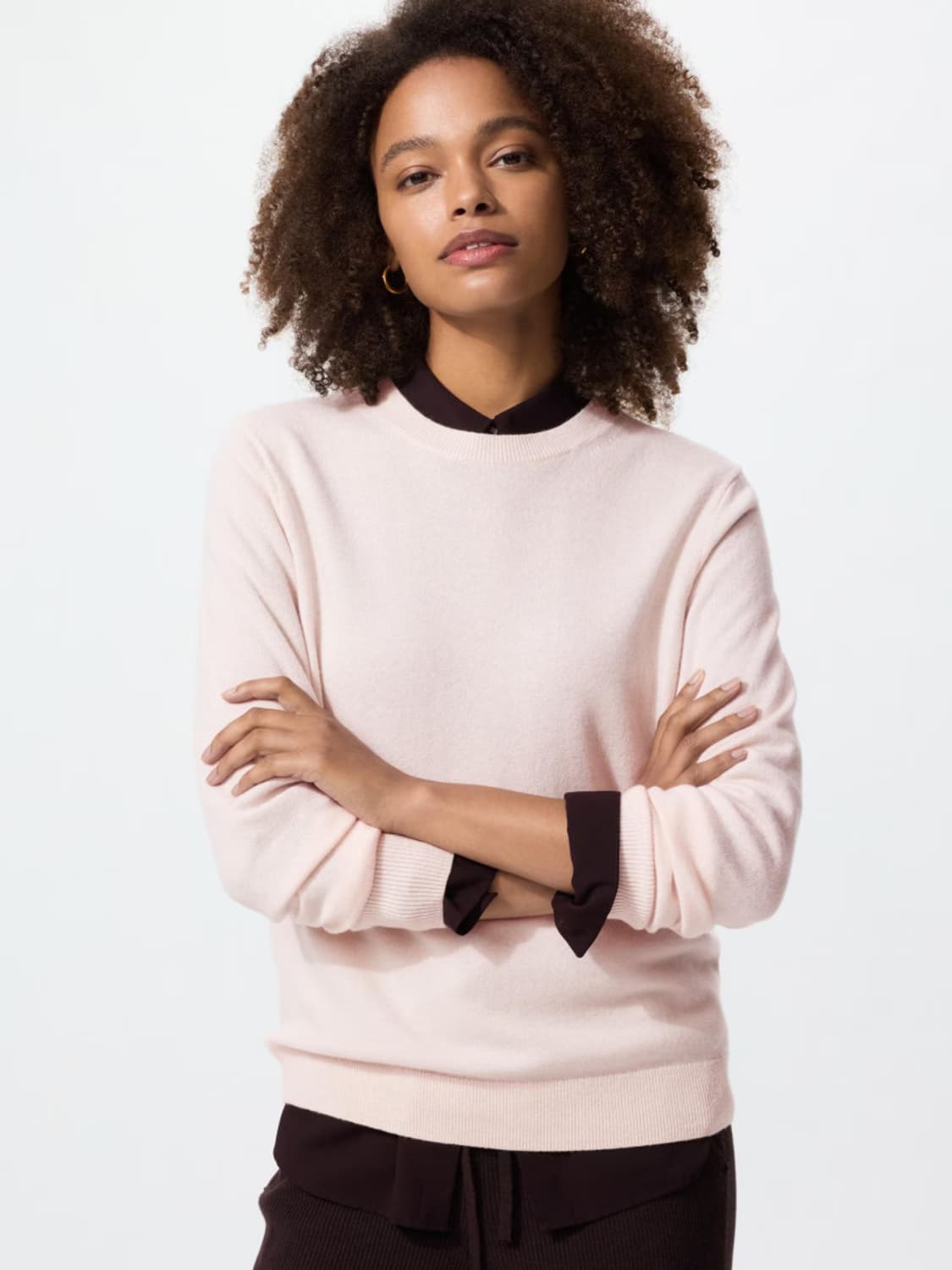 유니클로 캐시미어 100 여성 크루넥 스웨터 핑크 상품이미지1