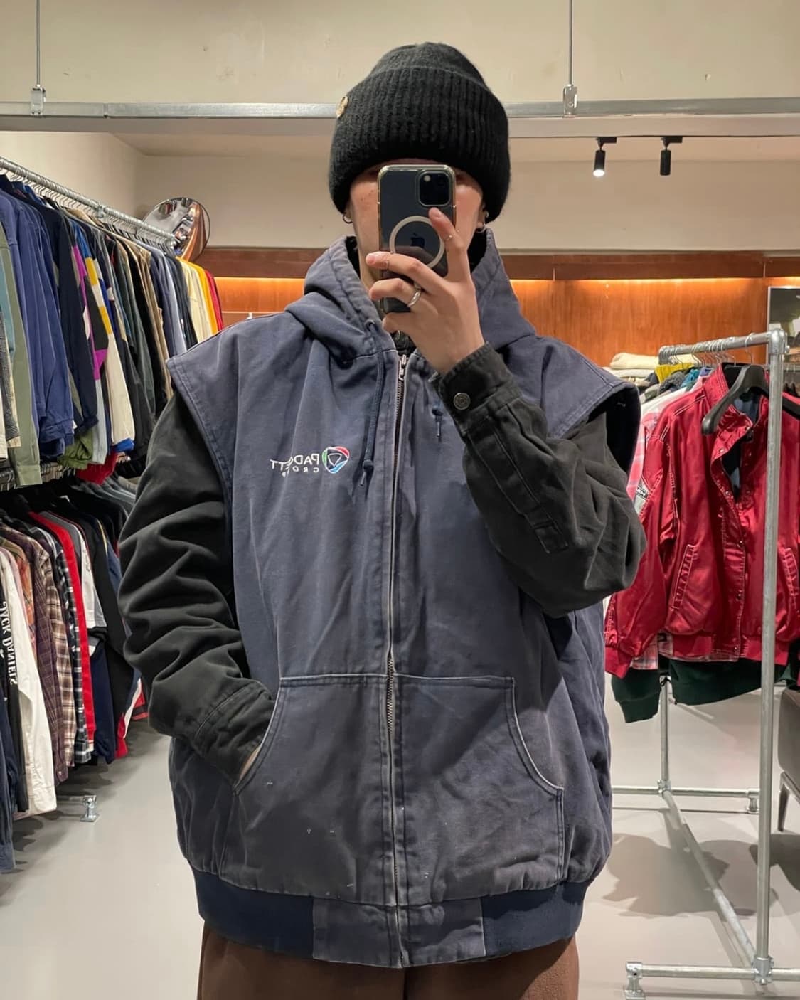 빈티지 엑티브 후드 워크 베스트 조끼 자켓 상품이미지1