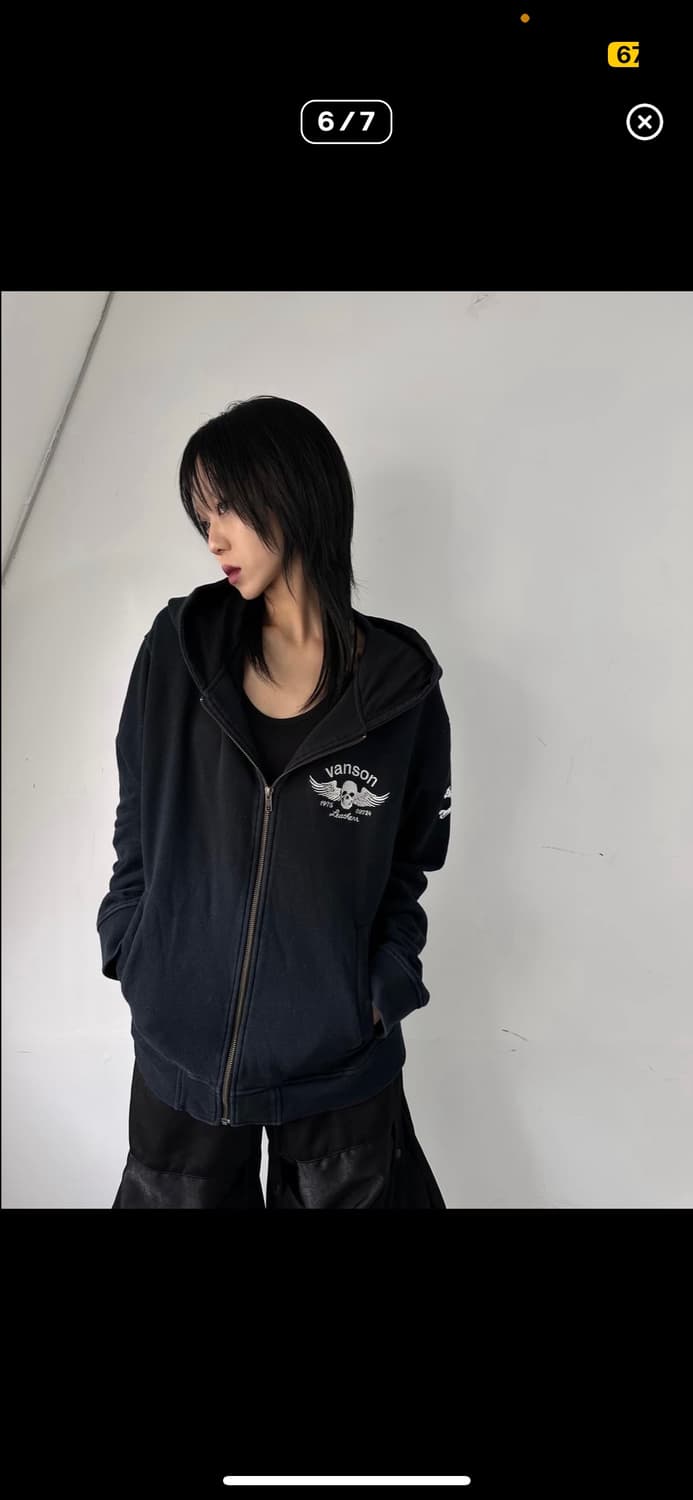 밴슨 스컬 아트워크 로고 프린팅 후드집업 상품이미지6