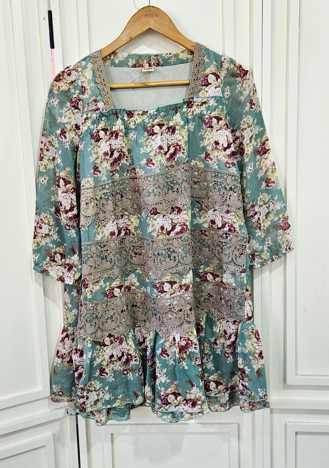 엑시즈팜(Axes femme) 민트 플라워 레이스 원피스 상품이미지5