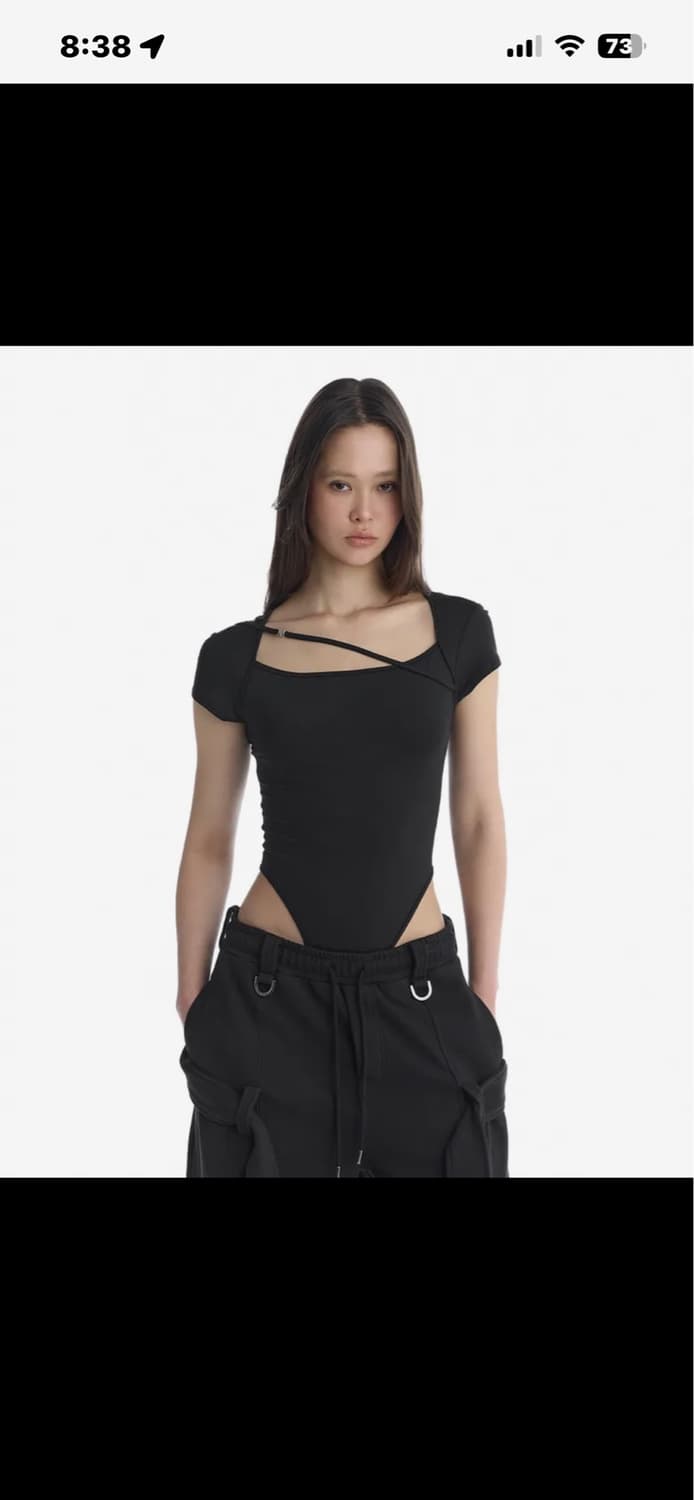 트리밍버드 바디수트Cross-Neck String Bodysuit 상품이미지1