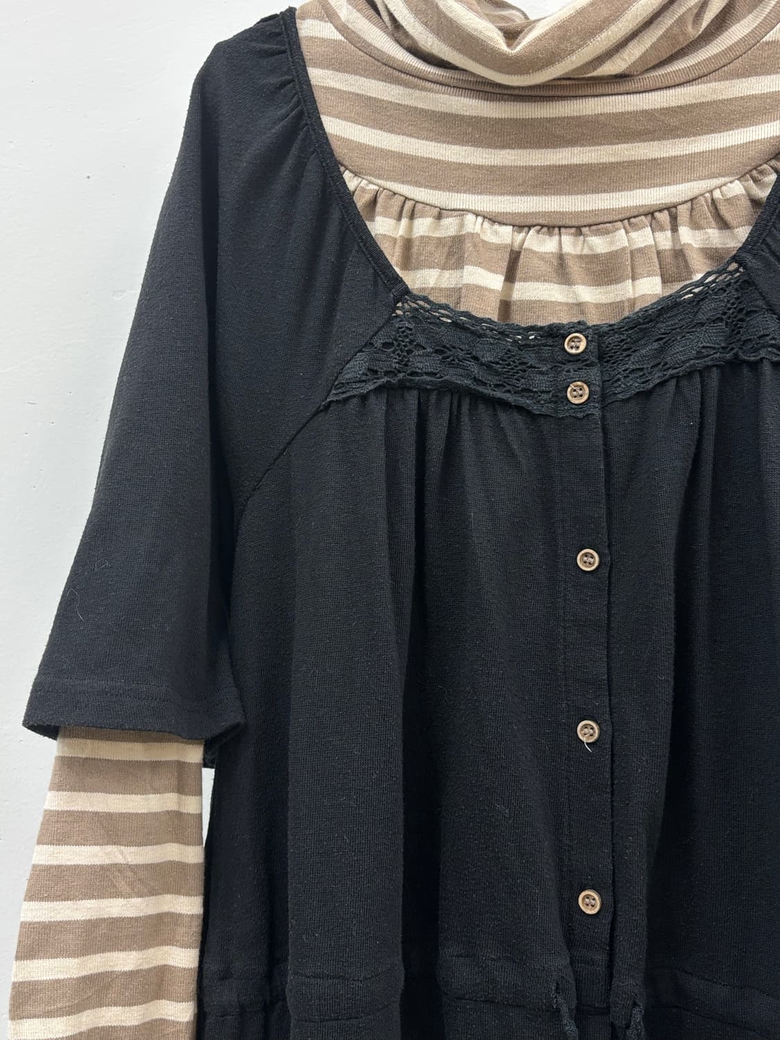 빈티지 모리 원피스 롱슬리브 레이어드 코디 세트 상품이미지2