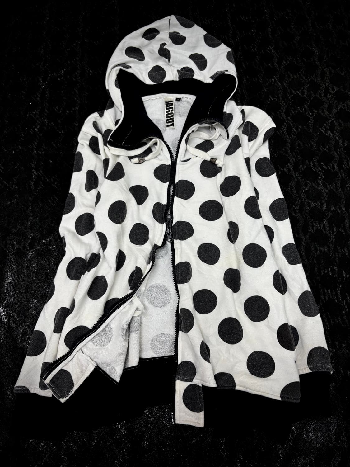 “RAGOUT” Y2K Dot Pattern 2-way Hoodie zi 상품이미지1