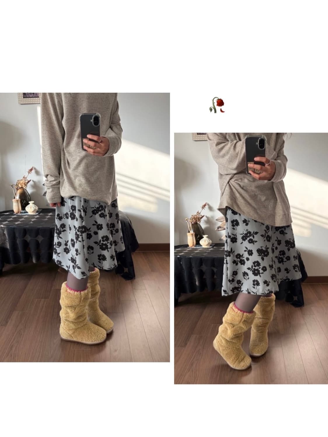 flower patterned midi skirt 상품이미지1