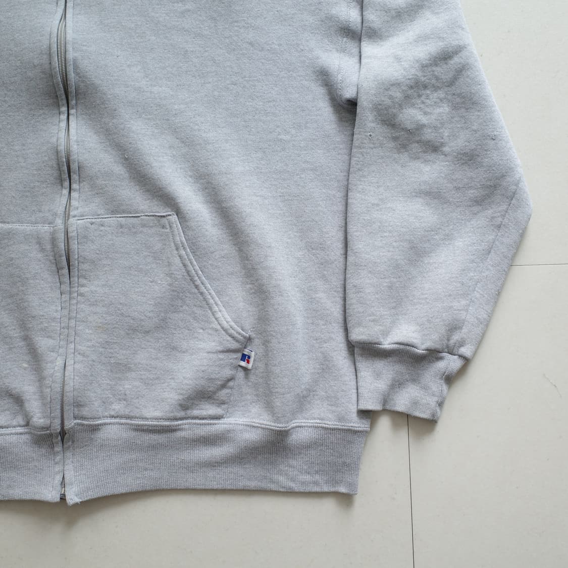 90s 러셀 애슬레틱 MADE IN USA 그레이 후드집업 XL 상품이미지2